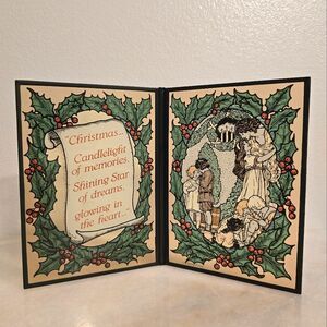 Vintage Abbey Press Christmas Glass Folding Card Suncatcher